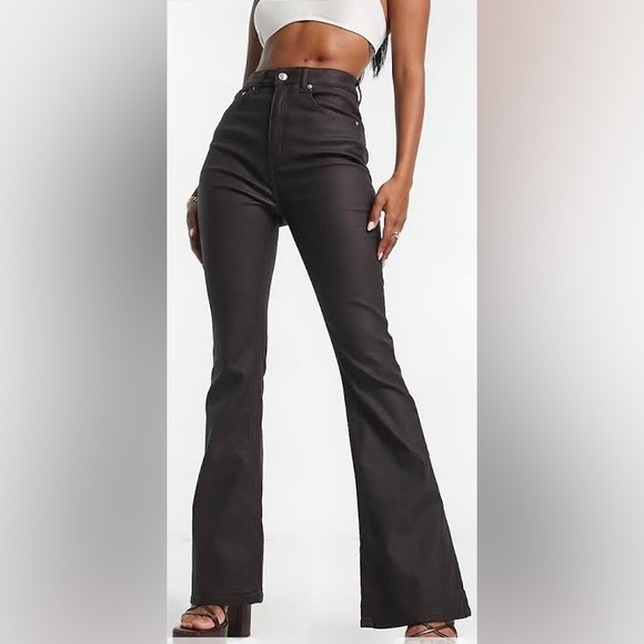 ASOS Design Power stretch flared jeans in coated chocolate brown 🍪 NWT 34/30 🍪 - Picture 11 of 12